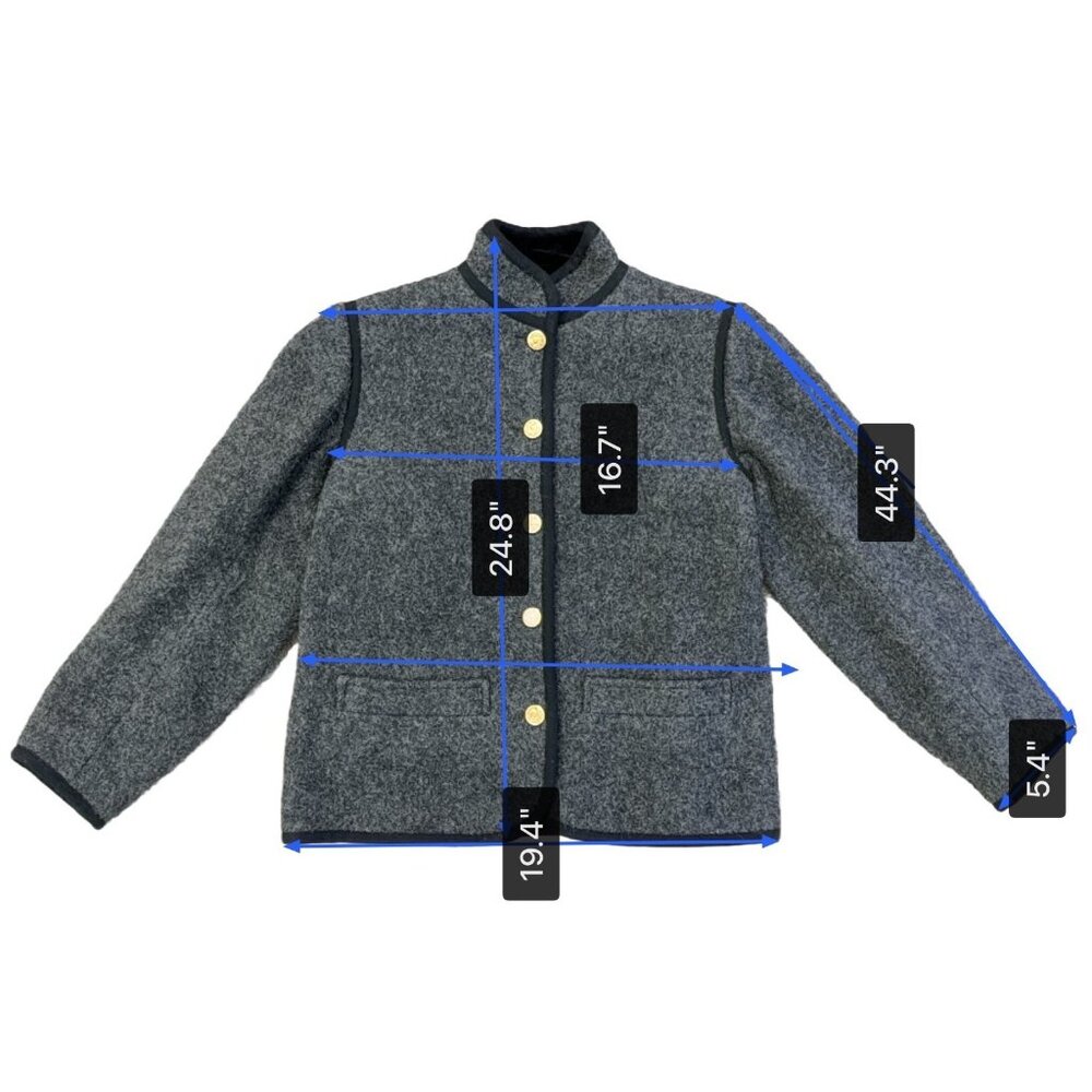 Saint Laurent Womens Gray Wool Button-Up Jacket Gold Accent Pockets Size 38 - Picture 11 of 11